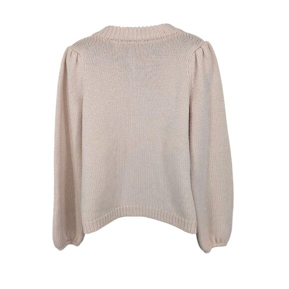 Y2K Moda International Chunky Bobble Knit Lace Up Sweater Women Size M Cottage - Picture 2 of 12